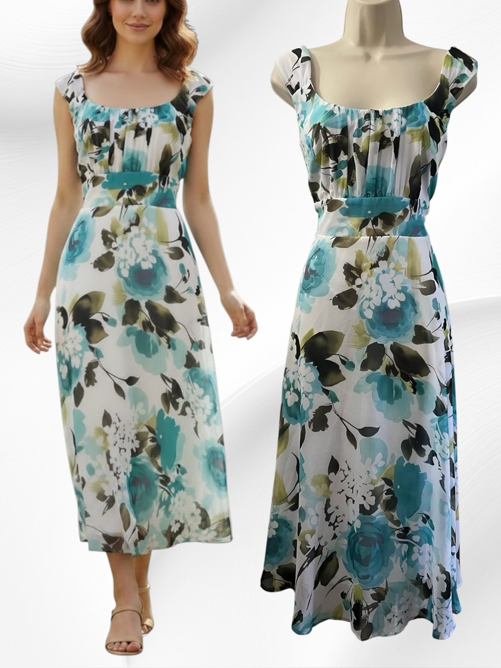 Connected Apparel A Line Midi w Chiffon Overlay Size 14 NWT MSRP $60